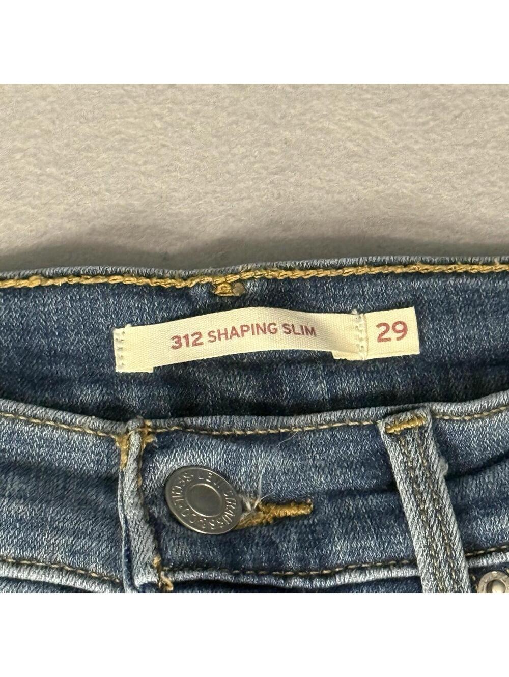 Levis 312 Shaping Slim Jeans Womens 29 Blue Denim Mid Rise Slim Straight Stretch - Picture 3 of 16